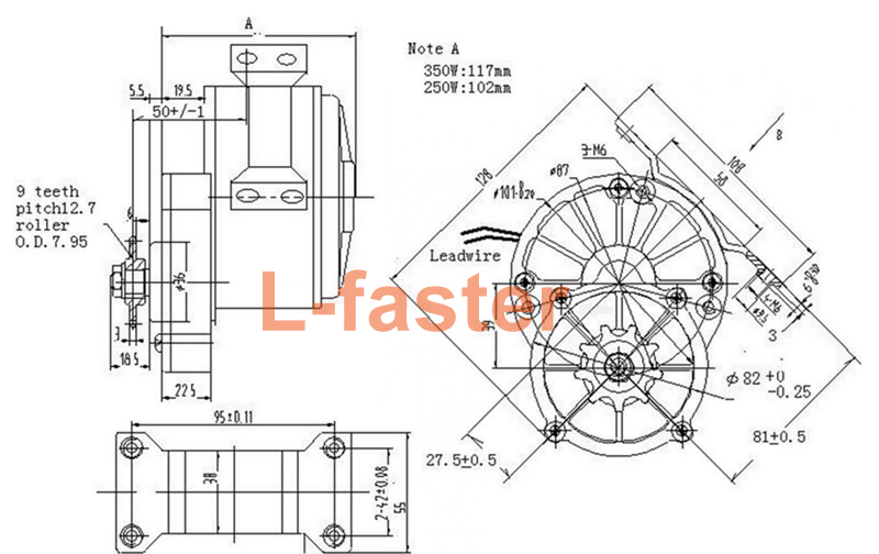 MY1016Z brush motor drawing