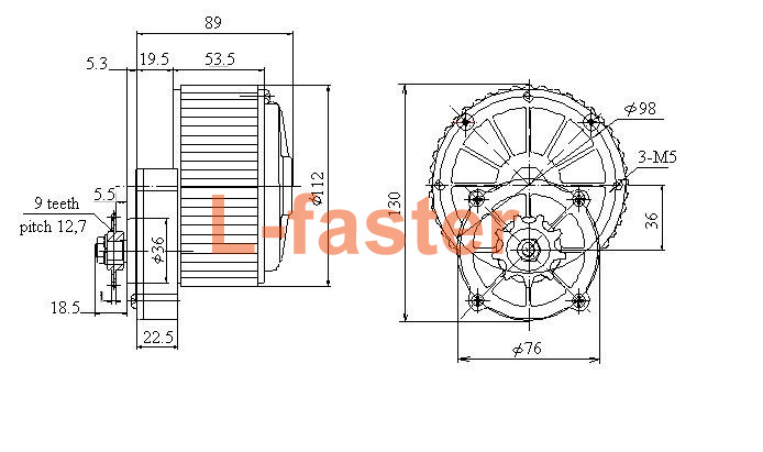 MY1018 450W brush motor drawing