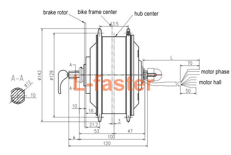 electric bike hub motor kit quick release motor -drawing