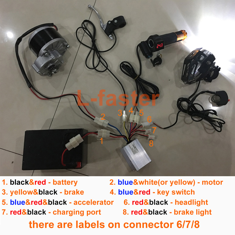 250W ELECTRIC BRUSH MOTOR FOR BICYCLE ELECTRIC ACCELERATOR WITH KEY SWITCH
